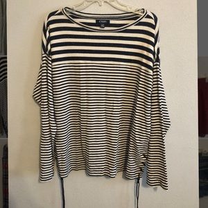 Chaps white and blue striped shirt